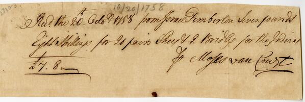 Bills and Receipts, October 20, 1758