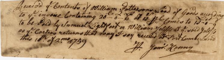 Bills and Receipts, March 1, 1759