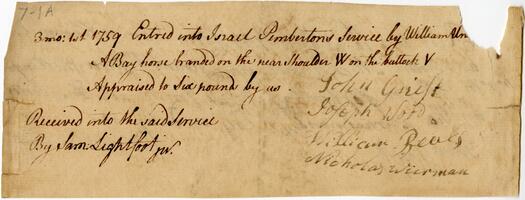 Bills and Receipts, March 1, 1759