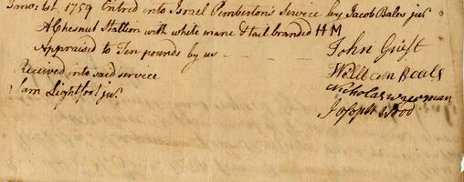 Bills and Receipts, March 1, 1759