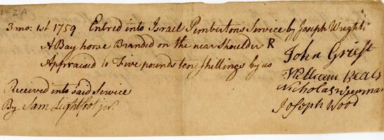 Bills and Receipts, March 1, 1759