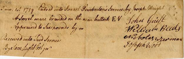 Bills and Receipts, March 1, 1759