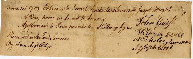 Bills and Receipts, March 1, 1759