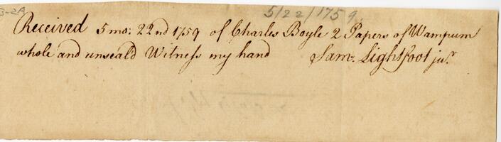 Bills and Receipts, May 22, 1759