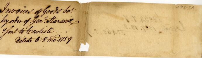 Bills and Receipts, August 6, 1759