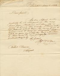 1833 November 5, Philadelphia, to Robert Benson