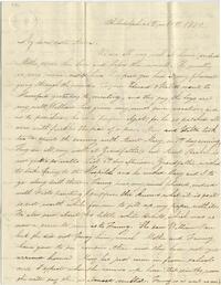 1839 November 6, Philadelphia, to sister Anna, Salem