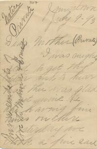 1893 July 9, Jamestown, to Mother (Private)