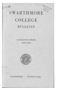 Swarthmore College Catalogue, 1952-1953