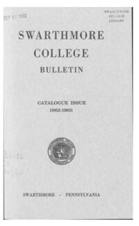 Swarthmore College Catalogue, 1962-1963