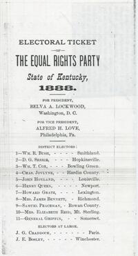 Kentucky Equal Rights Party electoral ticket and newspaper clipping