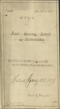 Penn Sewing School Certificate of Amendments and Alterations to Charter