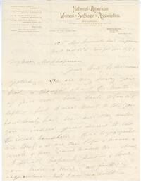Susan B. Anthony letter to Mariana Wright Chapman