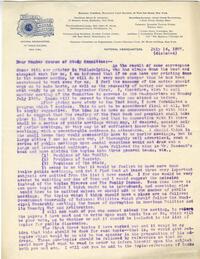 Carrie Chapman Catt letter to Member Course of Study Committee