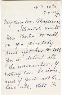 Josephine Shaw Lowell letter to Mariana Wright Chapman