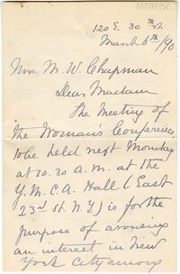 Josephine Shaw Lowell letter to Mariana Wright Chapman