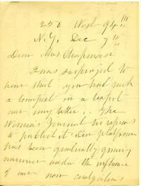 Elizabeth Cady Stanton letter to Mariana Wright Chapman