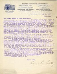 Carrie Chapman Catt letter to Member Course of Study Committee