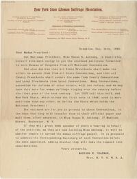 New York State Woman Suffrage Association form letter to "Madam President"