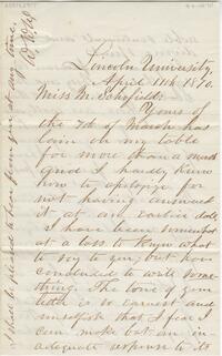 William Warren Woodruff letter to Martha Schofield