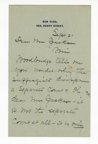 Lavinia L. Dock letter to Anna M. Jackson