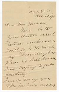 Josephine Shaw Lowell letter to Anna M. Jackson