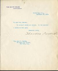 Theodore Roosevelt letter to Anna M. Jackson