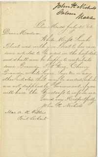 John H. Nichols letter to Abby Hopper Gibbons