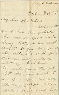 Mary R. Parkman letter to Abby Hopper Gibbons