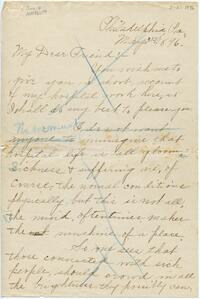 Letter draft of a nurse at the Woman's Hospital of Philadelphia