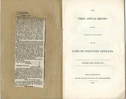 1st Annual Report of the Association for the Care of Colored Orphans