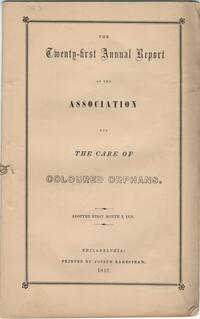 21st Annual Report of the Association for the Care of Colored Orphans