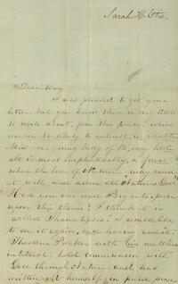 Letter from Sarah H. Otis to Mary Otis