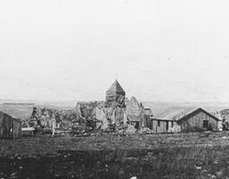 Ruins of Church - mission huts near-by.