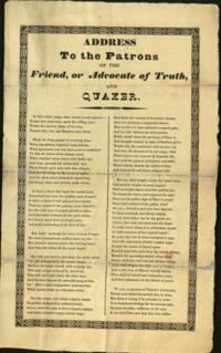 Address to the patrons of the Friend, or Advocate of Truth, and Quaker