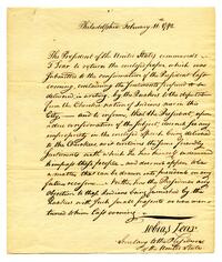 Letter from Secretary Tobias Lear to Quakers