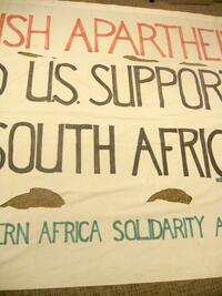 Abolish Apartheid.  End U.S. Support of South Africa.  U Penn Southern Africa Solidarity Alliance.