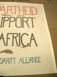 Abolish Apartheid.  End U.S. Support of South Africa.  U Penn Southern Africa Solidarity Alliance.