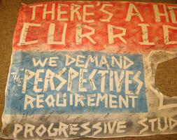 There's a Hole in Our Curriculum . . .  We Demand the Perspectives Requirements . . . This is Part of the Fight Against Institutional Racism . . .  Progressive Student Alliance.