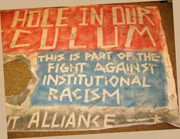 There's a Hole in Our Curriculum . . .  We Demand the Perspectives Requirements . . . This is Part of the Fight Against Institutional Racism . . .  Progressive Student Alliance.