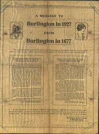 Message to Burlington in 1927 from Burlington in 1677, A