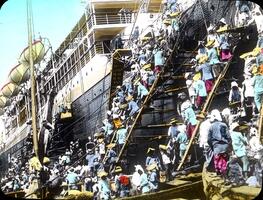 Coaling the Ship at Nagasaki Harbour