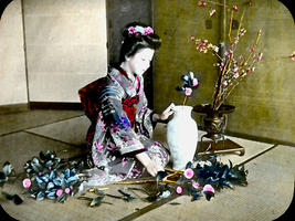 Girl Practicing Flower Arrangements