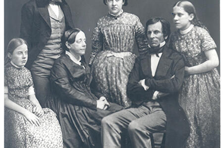 Portrait of Abby Hopper Gibbons and her family, including James, William, Sarah, Julia, and Lucy